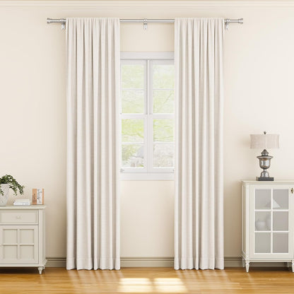 YaFex Curtain Rods - Heavy Duty 1-Inch Adjustable Window Treatment Rods | 32-84 Inch, Silver Finish