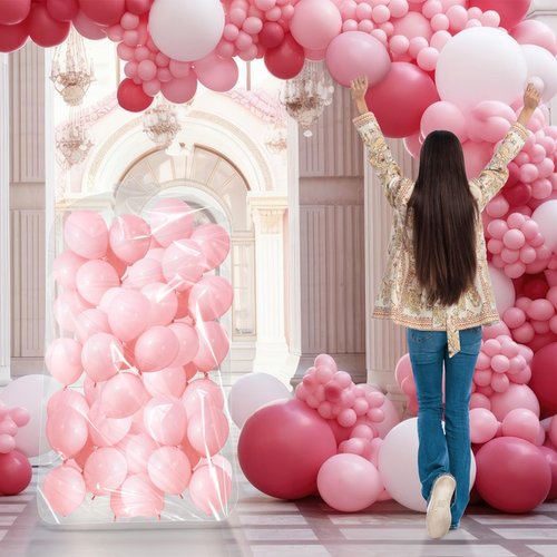 Xsourcer Large Balloon Storage Bags, 98 x 59 Inch Balloon Bags for Transport, Pack of 6, Clear Giant Plastic Bags for Balloon Carrying for Baby Shower Wedding Birthday Valentine's Celebration Decor