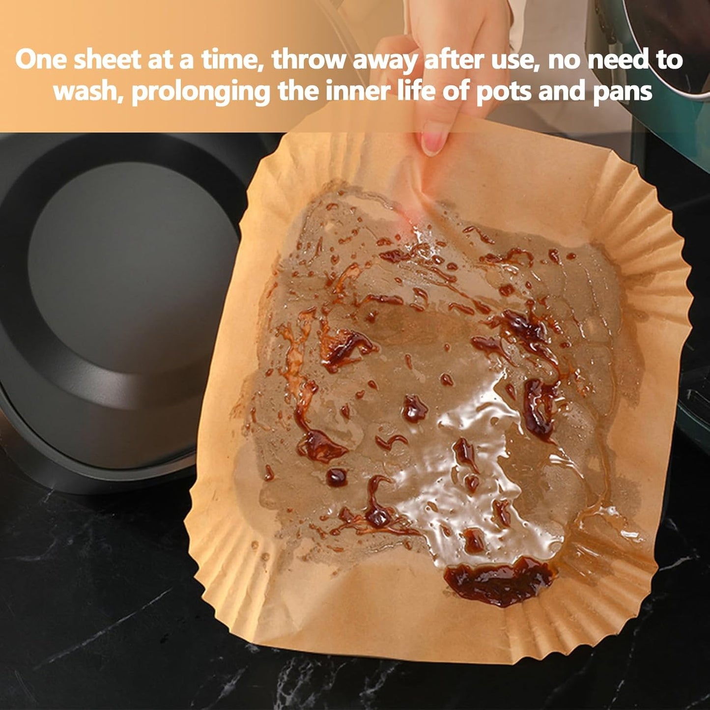 Skiennix 9-Inch Air Fryer Liners | 125PCS Non-Stick & Oil-Proof Baking Paper for Fryers & Ovens