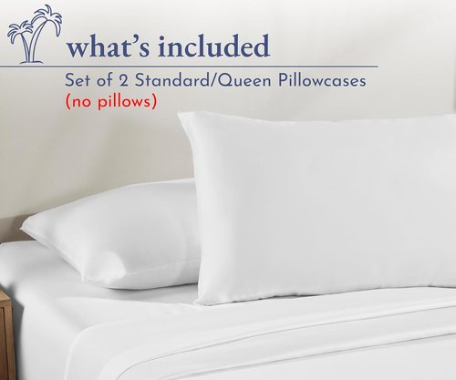 California Design Den Pillowcases - 100% Cotton Soft Sateen Weave, Set of 2 for Queen & Standard Pillows - Bright White