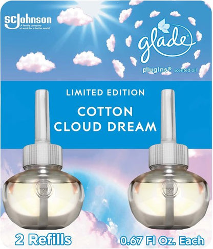 Glade PlugIns Refills Air Freshener - Cotton Cloud Dream Scented Essential Oils, 1.34 Oz, 2 Count