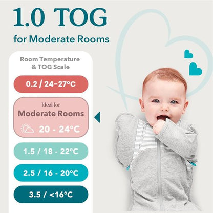 Love to Dream Swaddle Up Viscose from Bamboo, Arms Up Position, Soft and Sustainable Bamboo Fabric, Versatile Wearable Blanket,1.0 TOG (20-24°C) Ideal for Moderate Temps,Newborn 5-8.5 lbs, Boats Mist