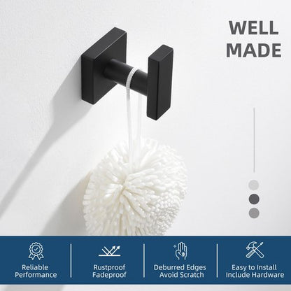 Angle Simple Towel Hook for Bathroom, Stainless Steel Hand Towel Coat Hook for Wall, Matte Black