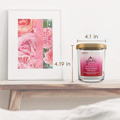 Glade Large Candle Jar - Essential Oil Infused Air Freshener | Wild Rose Petals, 16oz