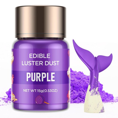 Cherrysea Luster Dust Edible Shimmer Powder - 15g Food Grade Cake Dust for Cocktails & Decorations | Purple