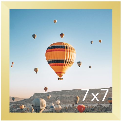 JCJMY 7x7 Picture Frame Gold for Wall Hanging or Tabletop, Wall Mounting Horizontally or Vertically, 7 x 7 Square Wall Gallery Poster Photo Frame with Shatter Resistant Plexiglass, Gold
