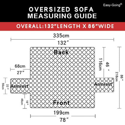 Easy-Going Reversible Oversized Couch Cover for 3 Cushion Couch Sofa Cover for Dogs Water Resistant Furniture Protector Cover with Foam Sticks for Pet (Oversized Sofa, Black/Beige)