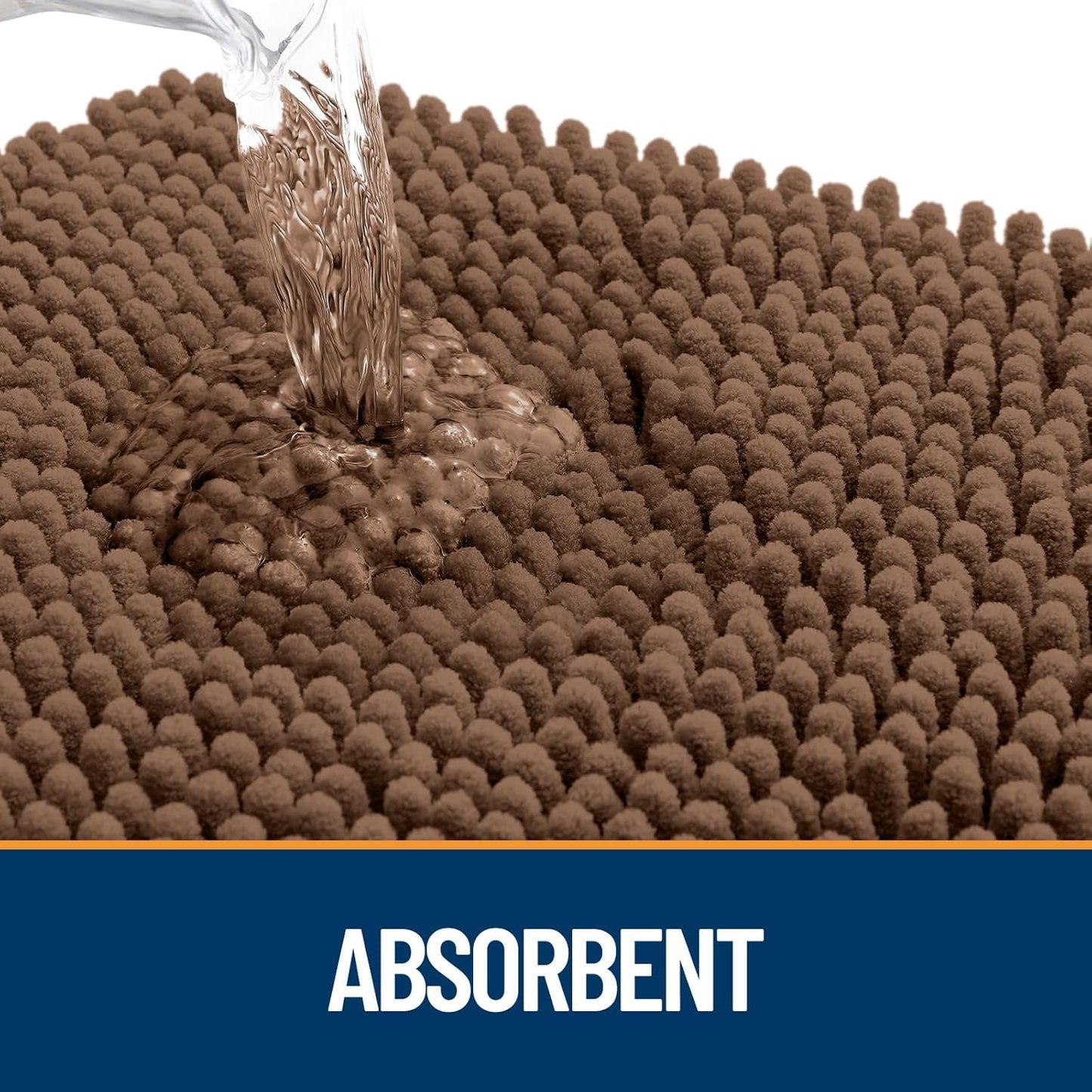 OLANLY Dog Door Mat - Absorbent Non-Slip Chenille Mat for Muddy Paws | 30x17 Mocha Washable Doormat