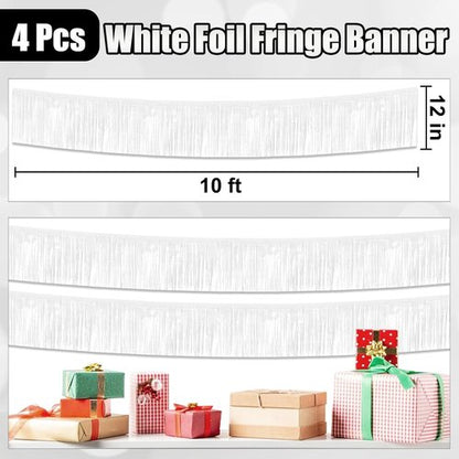 Foil Fringe Garland - 10 Ft Metallic Tinsel Streamers | 4 Pack for Festive Party Decorations