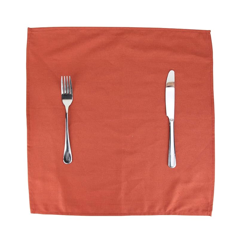 Cinnamon Solid Color Cotton-Blend Dinner Napkins Set of 12, 17 x 17 in