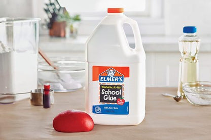 Elmer's White Liquid School Glue - Safe & Washable 1 Gallon | Ideal for Arts & Crafts, Slime, Classroom Use