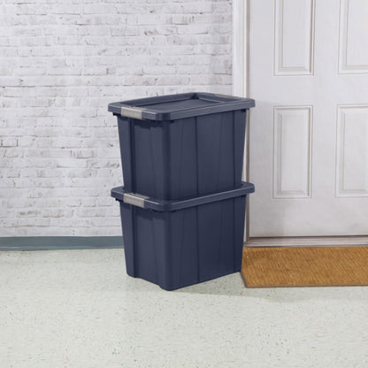 Sterilite 18 Gallon Heavy Duty Storage Bins - 6-Pack with Lids in Dark Indigo | Durable Tuff1 Design