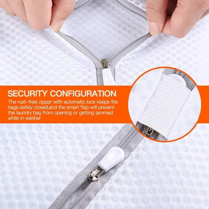 Kimmama Laundry Mesh Wash Bags - Lingerie Bags for Delicates | 2XXL Size, Grey Zipper, White Net