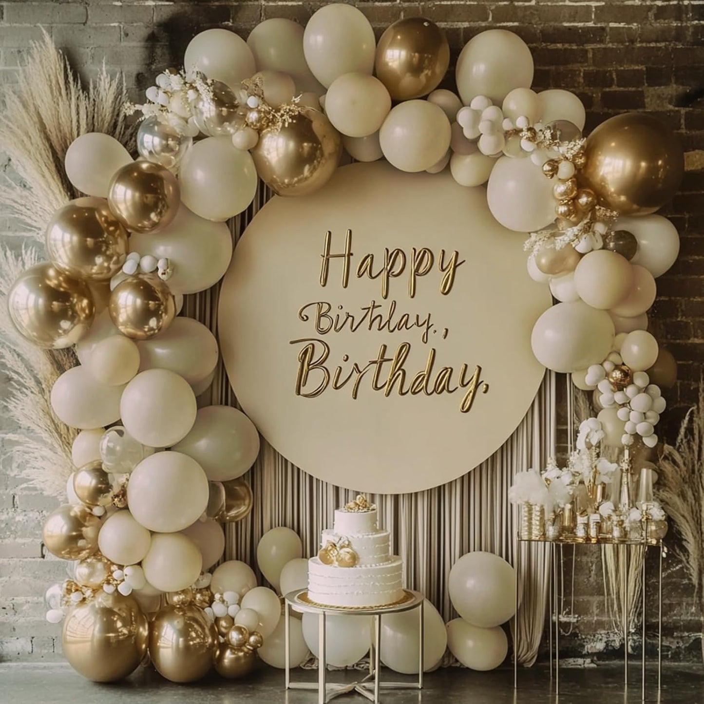 RUBFAC Sand White Cream Balloons - 129pcs Latex Balloon Garland Arch for Parties & Events | 5-18 Inches