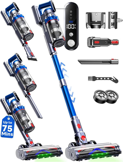 Skiennix Cordless Vacuum Cleaner - 75 Minutes Run Time, 55KPa Suction Power | Lightweight & Rechargeable for Home Use