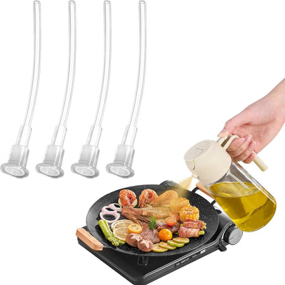 YARRAMATE 16oz Glass Oil Sprayer - Versatile Kitchen Tool with 4 Replacement Straws | White