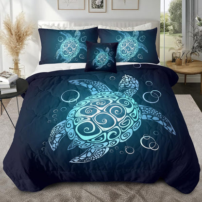 Sleepwish Teal Turquoise Comforter Set King Size for Boys Girls 4 Piece Beach Theme Bedding Set Soft Green Sea Turtle Bed Set
