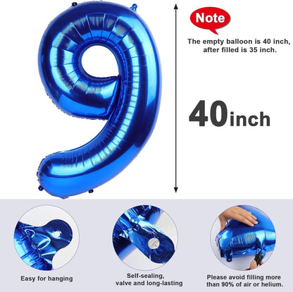 Skiennix 40 Inch Navy Blue Number Balloons - Perfect for 9th, 19th, or 90th Birthday Celebrations