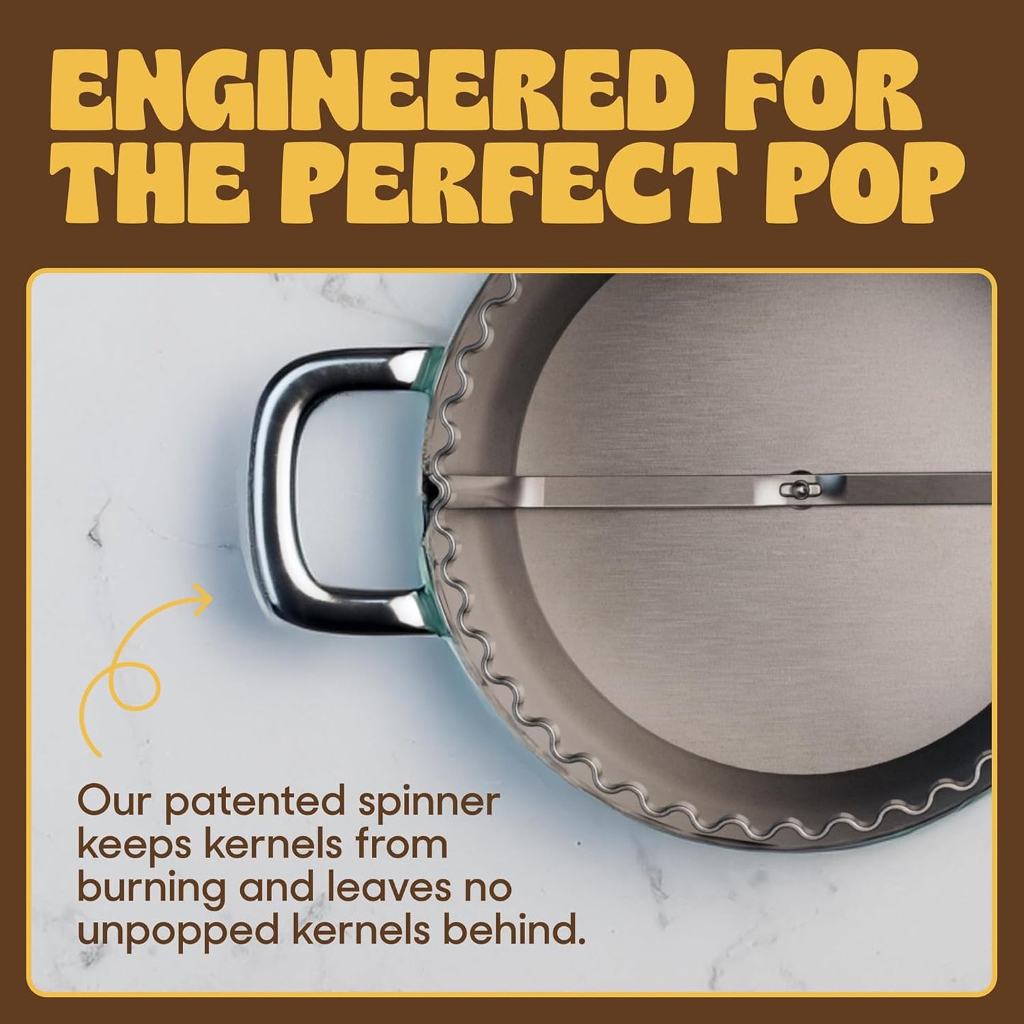 Popsmith Popcorn Popper - 6 Quart Stovetop Machine | Stainless Steel Design for All Stovetops