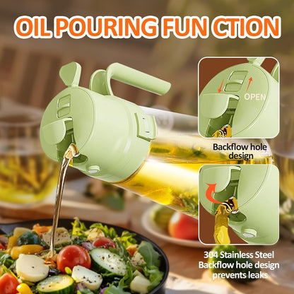 YARRAMATE Oil Sprayer - 16oz Refillable Cooking Dispenser | Food-Grade Glass, Easy Open Design (Green)