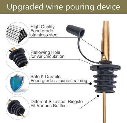 20 Pack Liquor Pourers Spouts for Liquor Bottles Gold Bar Pour Spouts Liquor Pourers with Dust Caps Bottle Pourers for Alcohol, Speed Pourers for Liquor Bottles with Stand(Gold)