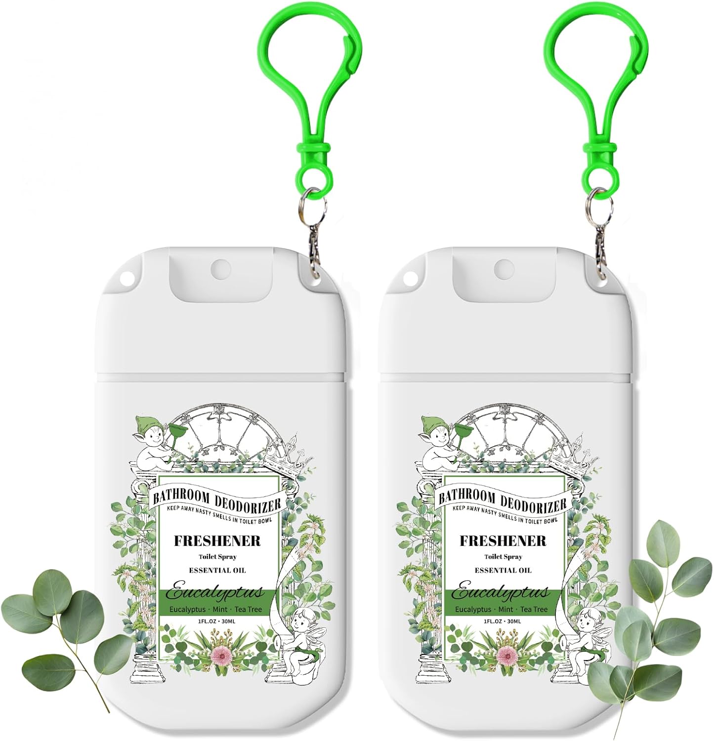 Pocket Size Toilet Spray - Eucalyptus Scent Bathroom Odor Eliminator | Travel Essentials 2-Pack