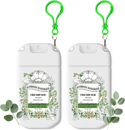 Pocket Size Toilet Spray - Eucalyptus Scent Bathroom Odor Eliminator | Travel Essentials 2-Pack