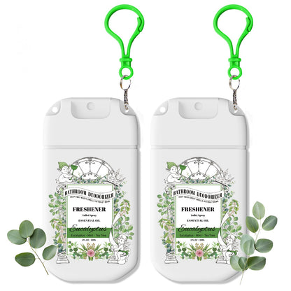 Pocket Size Toilet Spray for Poop, Eucalyptus Scent, Bathroom Odor Eliminator with Removable Hook,Travel Essentials Variety 2 Pack