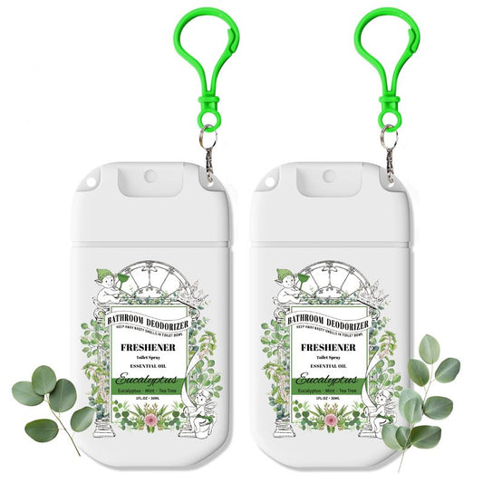 Pocket Size Toilet Spray for Poop, Eucalyptus Scent, Bathroom Odor Eliminator with Removable Hook,Travel Essentials Variety 2 Pack