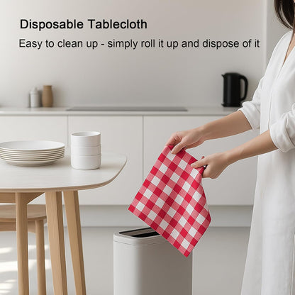 Regine Switzerland Gingham Tablecloths - Red & White Checkered, Waterproof, 54 x 108 Inches | Disposable Picnic Covers