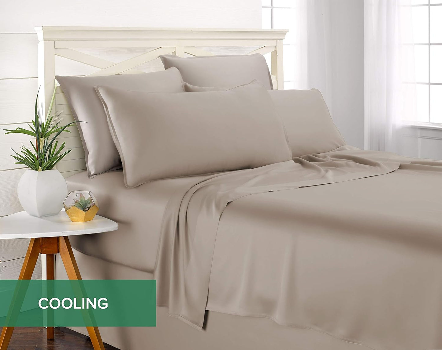 Pure Bamboo Queen Sheets - Luxuriously Soft & Cooling 100% Organic Viscose Bed Sheet Set | Sand Color