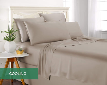 Pure Bamboo Queen Sheets - Luxuriously Soft & Cooling 100% Organic Viscose Bed Sheet Set | Sand Color