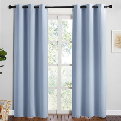 NICETOWN Vintage Blue Blackout Curtains - Thermal Insulated 84-Inch Drapes for Large Windows | 2 Panels, 42" Wide