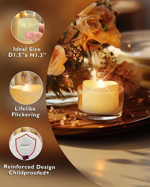 Homemory Flameless LED Tea Light Candles - 24-Pack Battery Operated | 200+ Hour Glow for Weddings & Decor