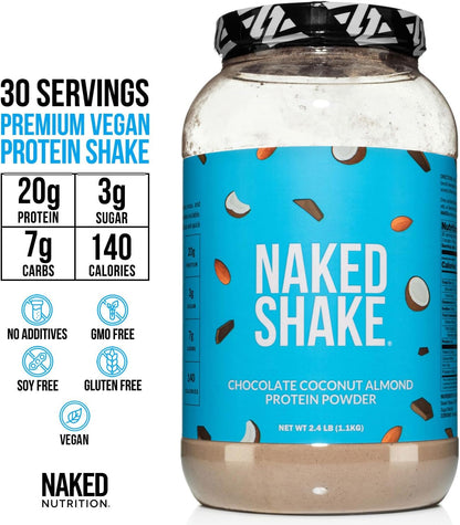 NAKED Shake - Chocolate Coconut Almond Protein Powder - Plant-Based, Gluten-Free, 30 Servings