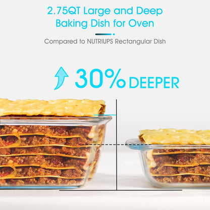NUTRIUPS Glass Baking Dish - BPA-Free Lid & Square Design - Mint Green, 9 x 9 Inches