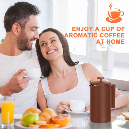 Secura French Press Coffee Maker - 304 Grade Stainless Steel Insulated Design | 34oz (1 Litre) Capacity