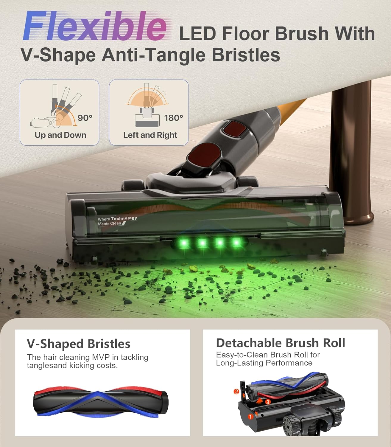 Skiennix Cordless Stick Vacuum Cleaner - Powerful 550W Suction | 45 Minutes Runtime, Lightweight & Wireless for Home & Pet Hair