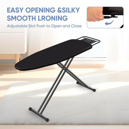 Jakeefud Full Size Ironing Board 15" X 47" with Heat Resistant Cover and Thicken Felt Pad, Safety Iron Rest, Heavy Duty,Anti-Skid Feet, Height Adjustable