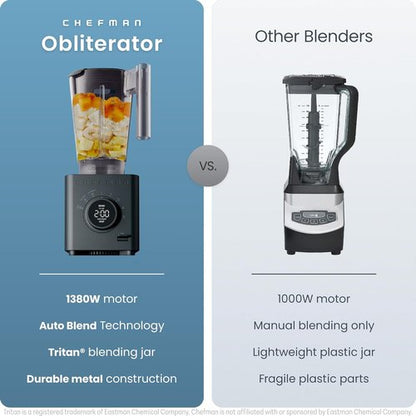 Chefman Obliterator 48 oz Countertop Blender - 1380W Power for Smoothies, Ice & Frozen Fruit