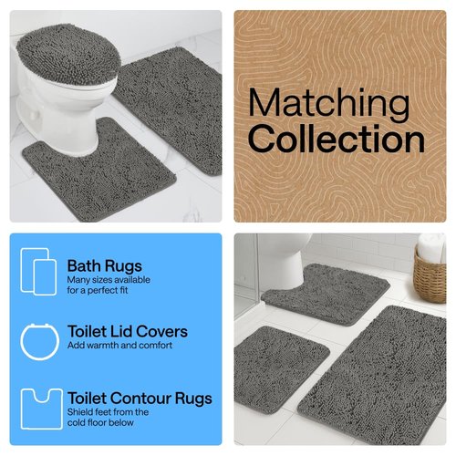 GORILLA GRIP Bath Rug Mat 42x24, Thick Soft Absorbent Chenille, Quick Dry Microfiber Mats, Rubber Backing Washable Shower Floor Rugs, Bathmat Runner, US Designed Bathroom Home Decor Charcoal
