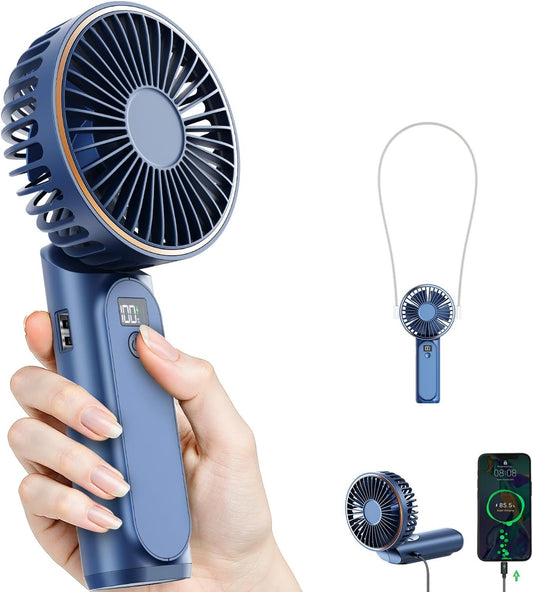 TUNISE Portable Handheld Fan - Rechargeable 4000mAh Battery | 180° Adjustable, 6-Speed, Quiet Design