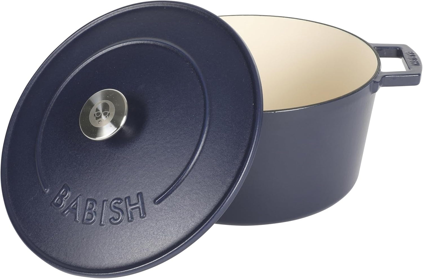 Babish 6-Quart Round Enameled Cast Iron Dutch Oven - Blue | Heavy-Duty for Slow Cooking & Baking