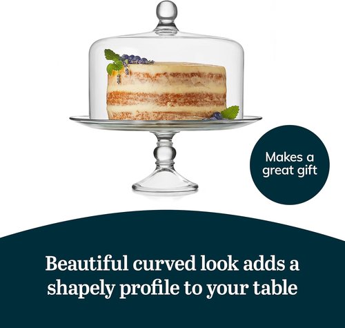 Libbey Selene Cake Stand - Elegant Glass Design with Dome Lid | Perfect for Desserts & Treats