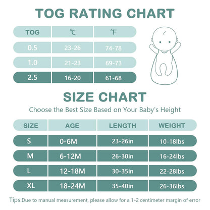 Mosebears Sleep Sack - Baby Winter Wearable Blanket with 2-Way Zipper | 2.5 TOG Cotton, Calm Sage, 12-18 Months