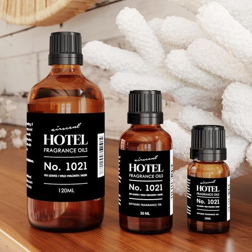 AirScent Hotel Diffuser Oil No. 1021 - Premium Fig Leaves Hyacinth Sandalwood Fragrance - 10 mL Glass Bottle