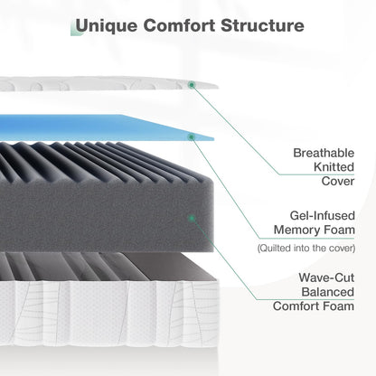 Novilla Queen Mattress, 12 Inch Gel Memory Foam Queen Size Mattress in a Box, Bamboo Charcoal Foam & Breathable Cover for Clean, Peaceful Sleep, Supportive & Pressure Relieving, CertiPUR-US Certified