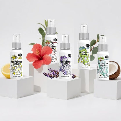Clean-n-Fresh Toilet Spray, 8.5 Fl Oz Variety Pack of 5 - Citrus, Hibiscus, Lavender, Eucalyptus, Beach Coco, Travel Essentials Bathroom Odor Elimination, Air & Toilet Freshener, Each 1.7 Fl Oz