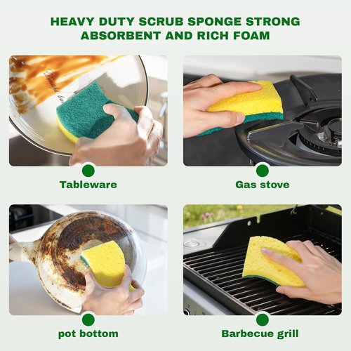 Heavy Duty Scrub Sponge - 9 Pack Tough Cleaning Tool for Grills, Stovetops & Pots