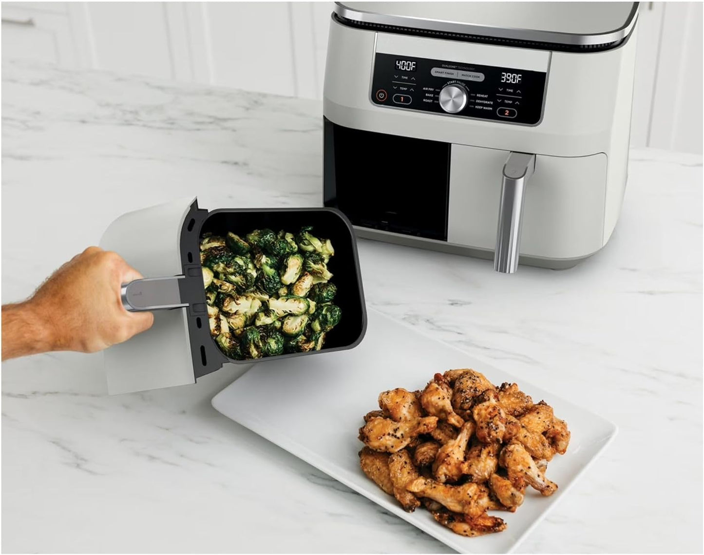 Skiennix 8 Quart DualZone Air Fryer - 6-in-1 Cooking with 2 Independent Baskets for Quick Meals
